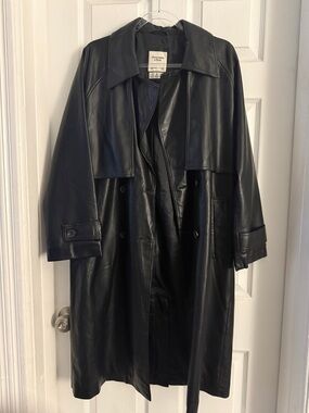 Abercrombie & Fitch Black Leather Trench Coat